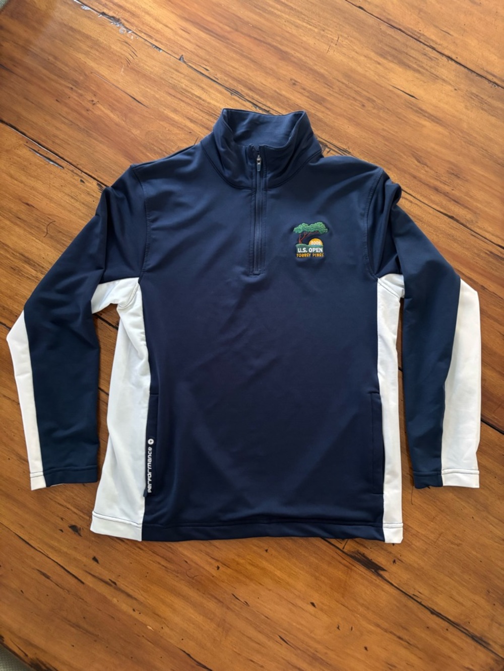 U.S. Open Navy and White Quarter-Zip Rash Guard Top
